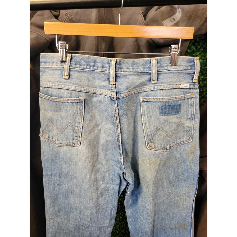 vtg 90s MAVERICK BLUE DENIM Jeans size 32 // light wash faded distressed pants